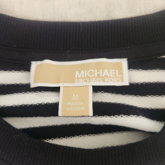 NWOT Michael Kors French Stipe Drop Shoulder Sweater with Bell Sleeves - Picture 5 of 8